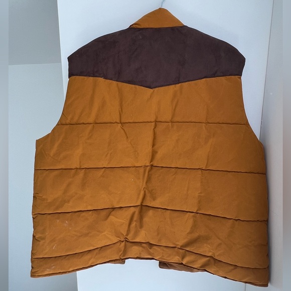 NWT Banana Republic Factory sz 2X ochre puffer vest w/ faux suede brown details - Picture 3 of 9